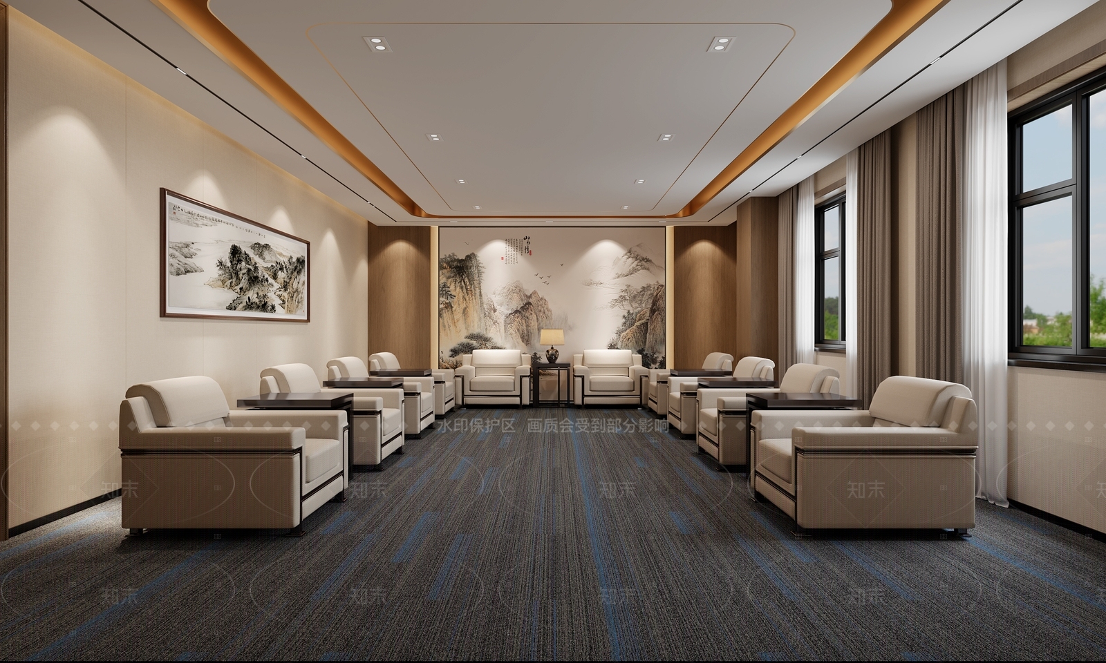 新中式接待室3D模型下载【ID:1208397983】