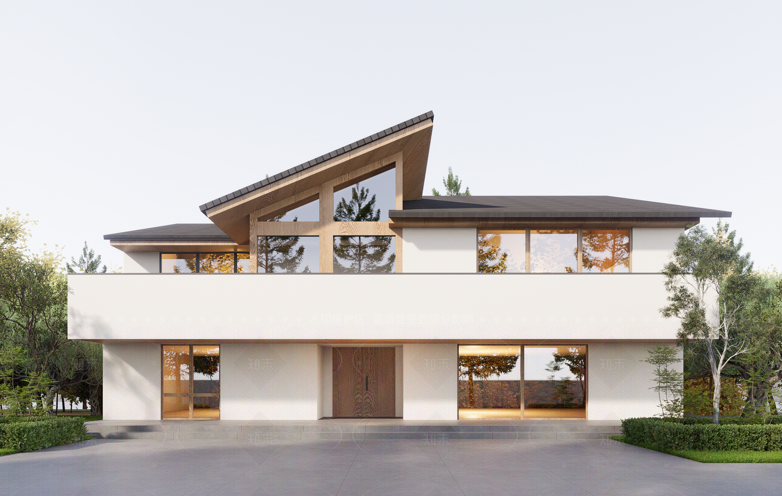 现代新中式独栋别墅SU模型下载【ID:1208398871】