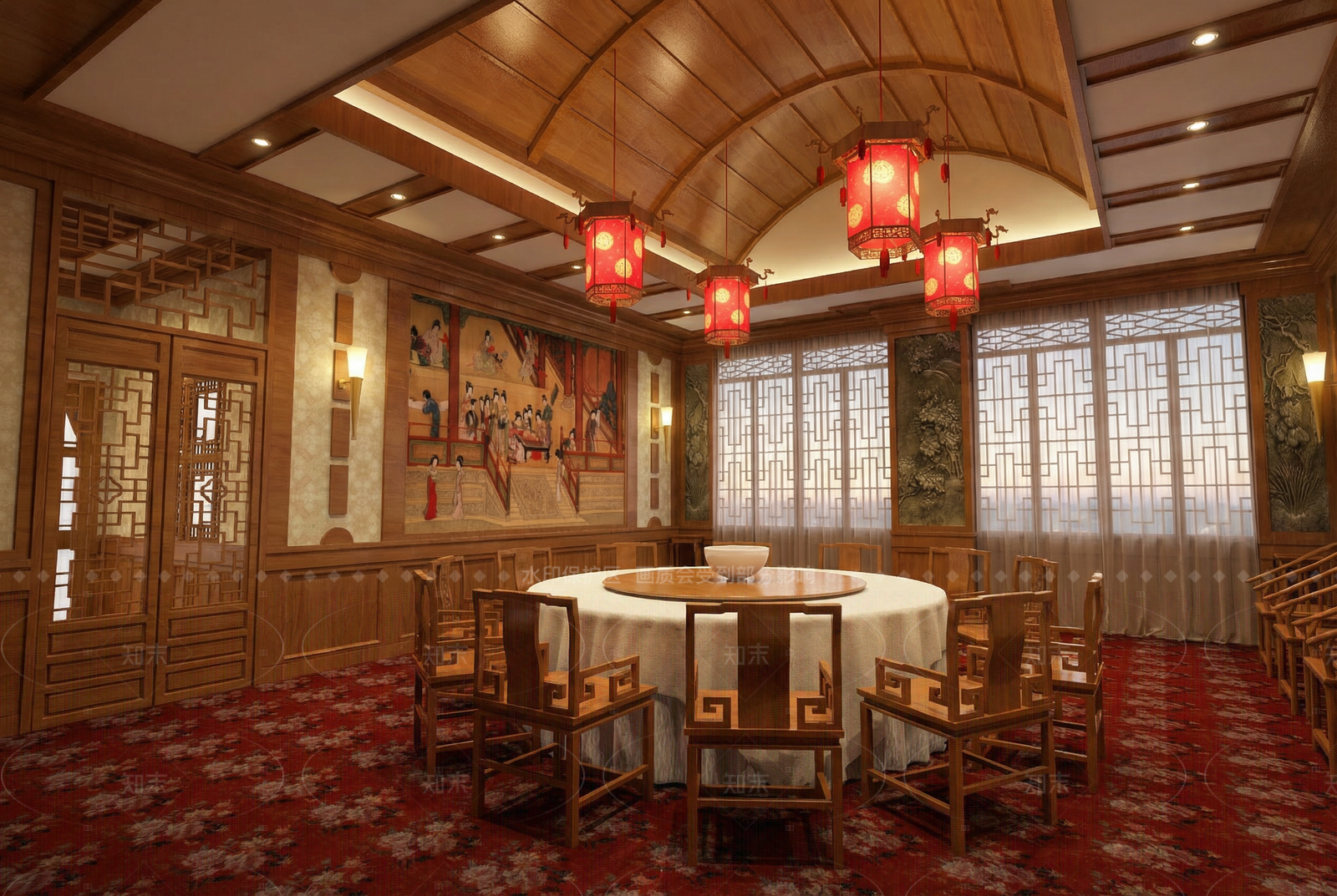 中式包厢SU模型下载【ID:1208399815】