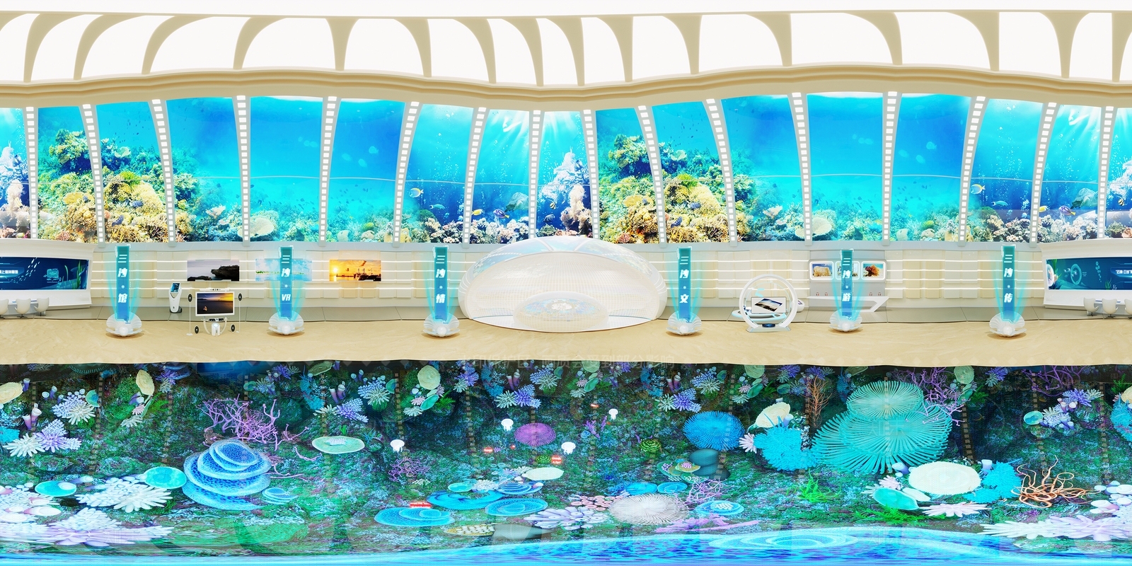 海洋主题未来主义科技展厅3D模型下载【ID:1208401191】