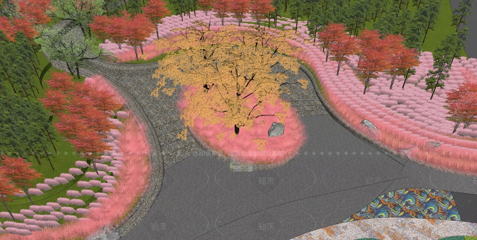 现代景观公园SU模型下载【ID:1208401023】