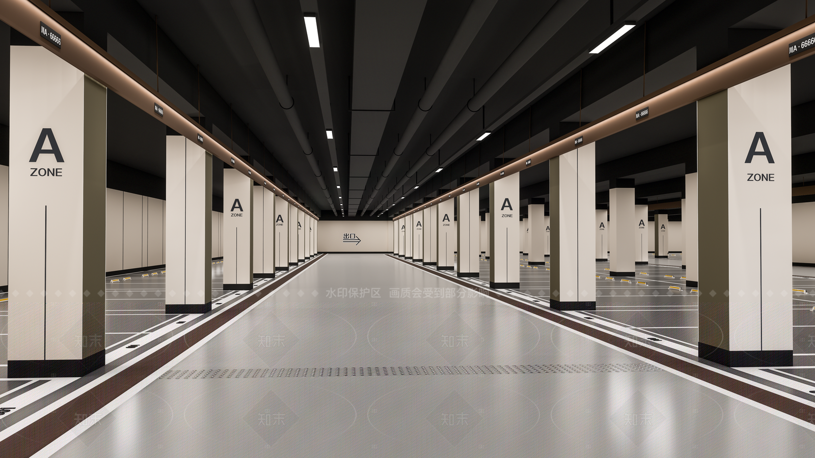 现代地下车库SU模型下载【ID:1208401510】