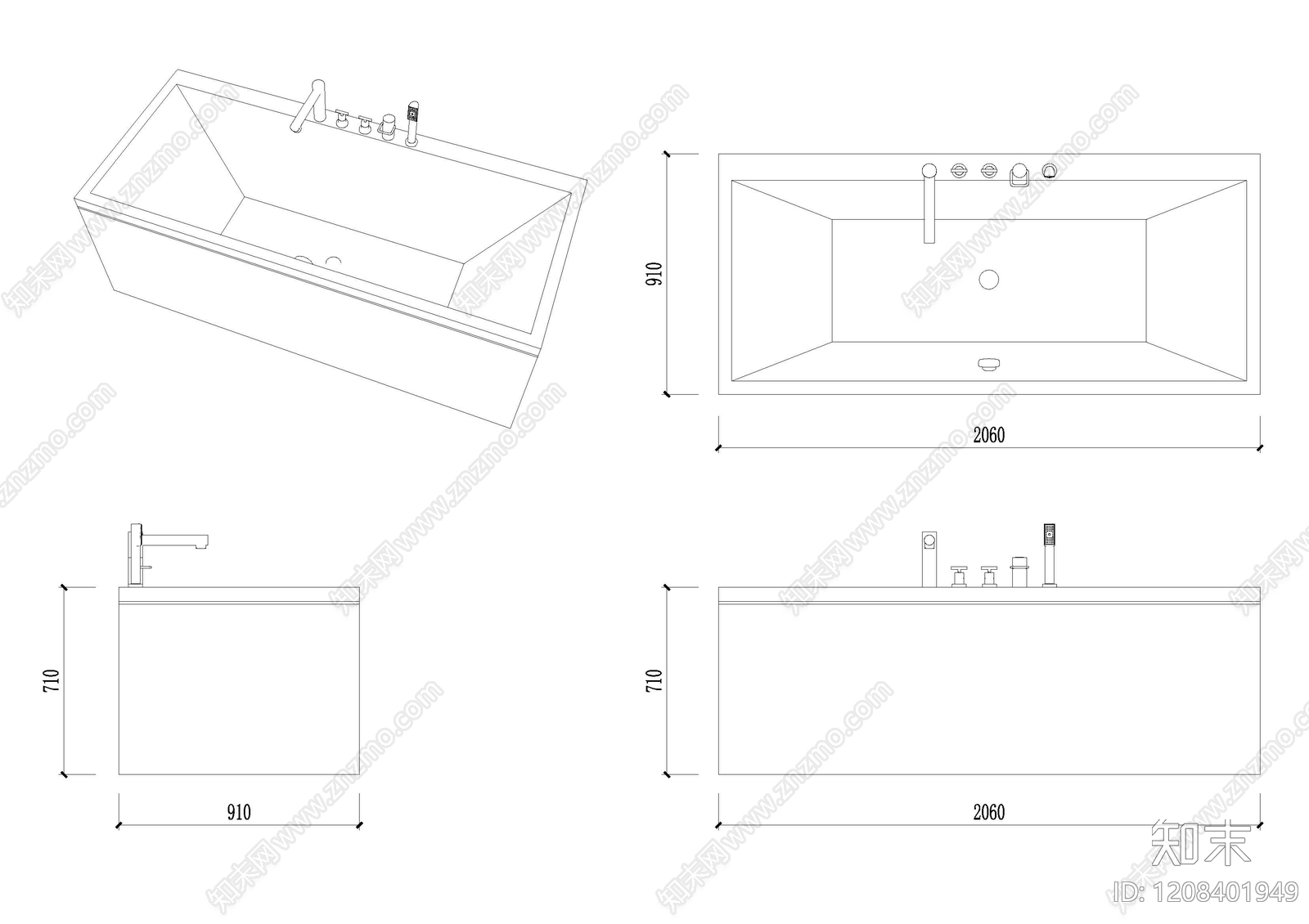 现代简约家具图库施工图下载【ID:1208401949】