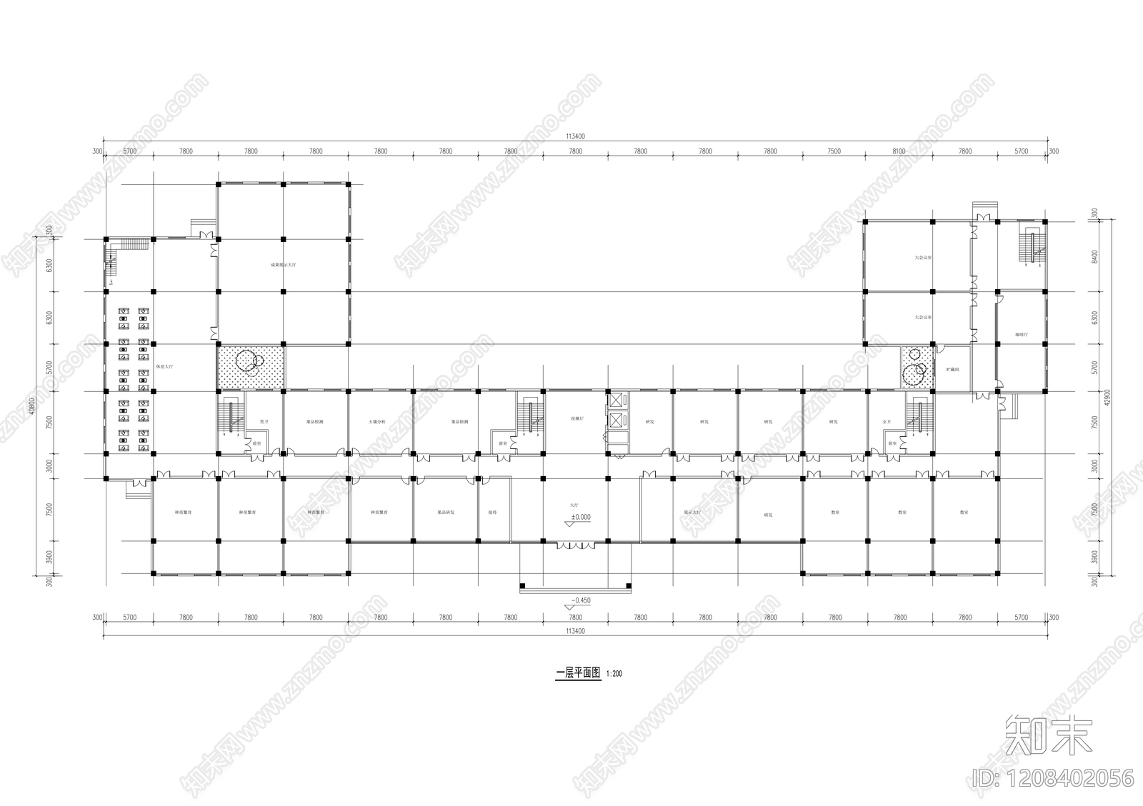 现代简约办公楼建筑施工图下载【ID:1208402056】