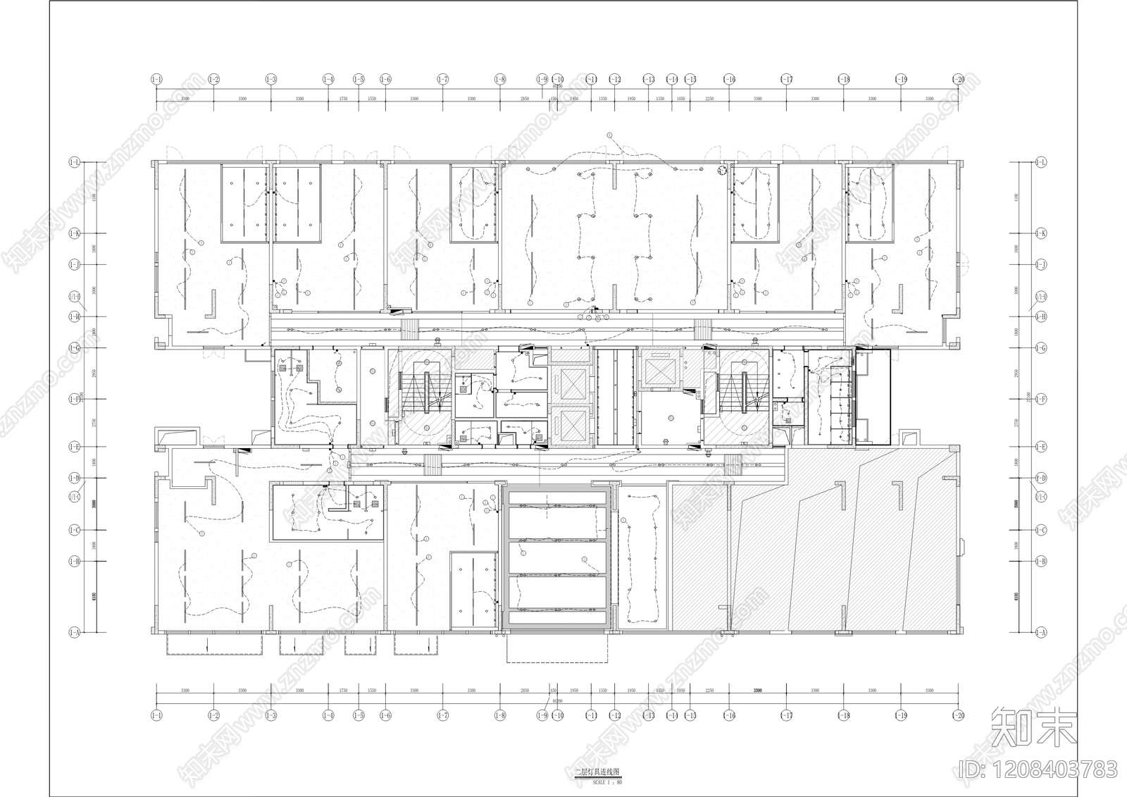 现代开放办公室cad施工图下载【ID:1208403783】