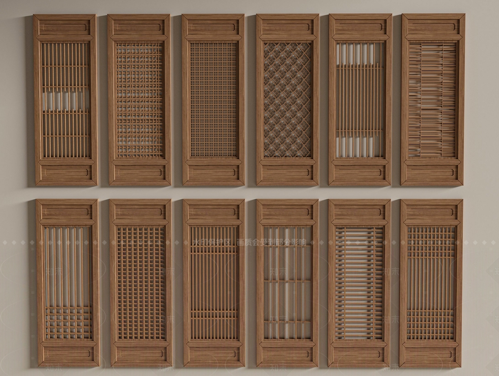 新中式中式镂花窗SU模型下载【ID:1208405718】