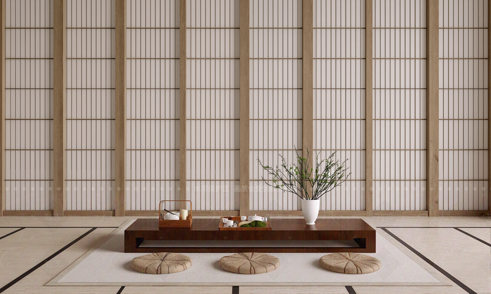 新中式日式茶室SU模型下载【ID:1208406170】