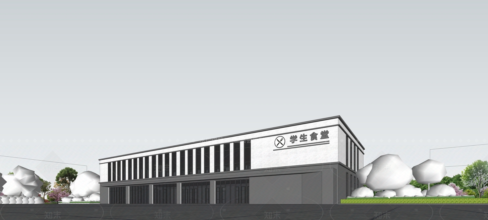 现代简约学生食堂SU模型下载【ID:1208409109】