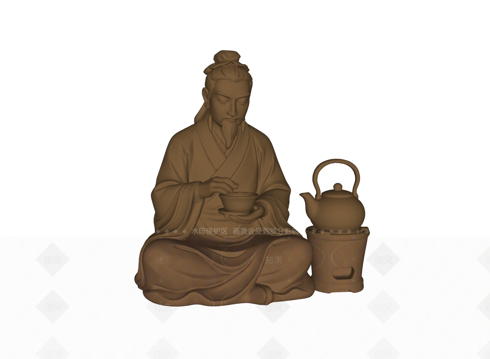 新中式中式雕塑SU模型下载【ID:1208409504】