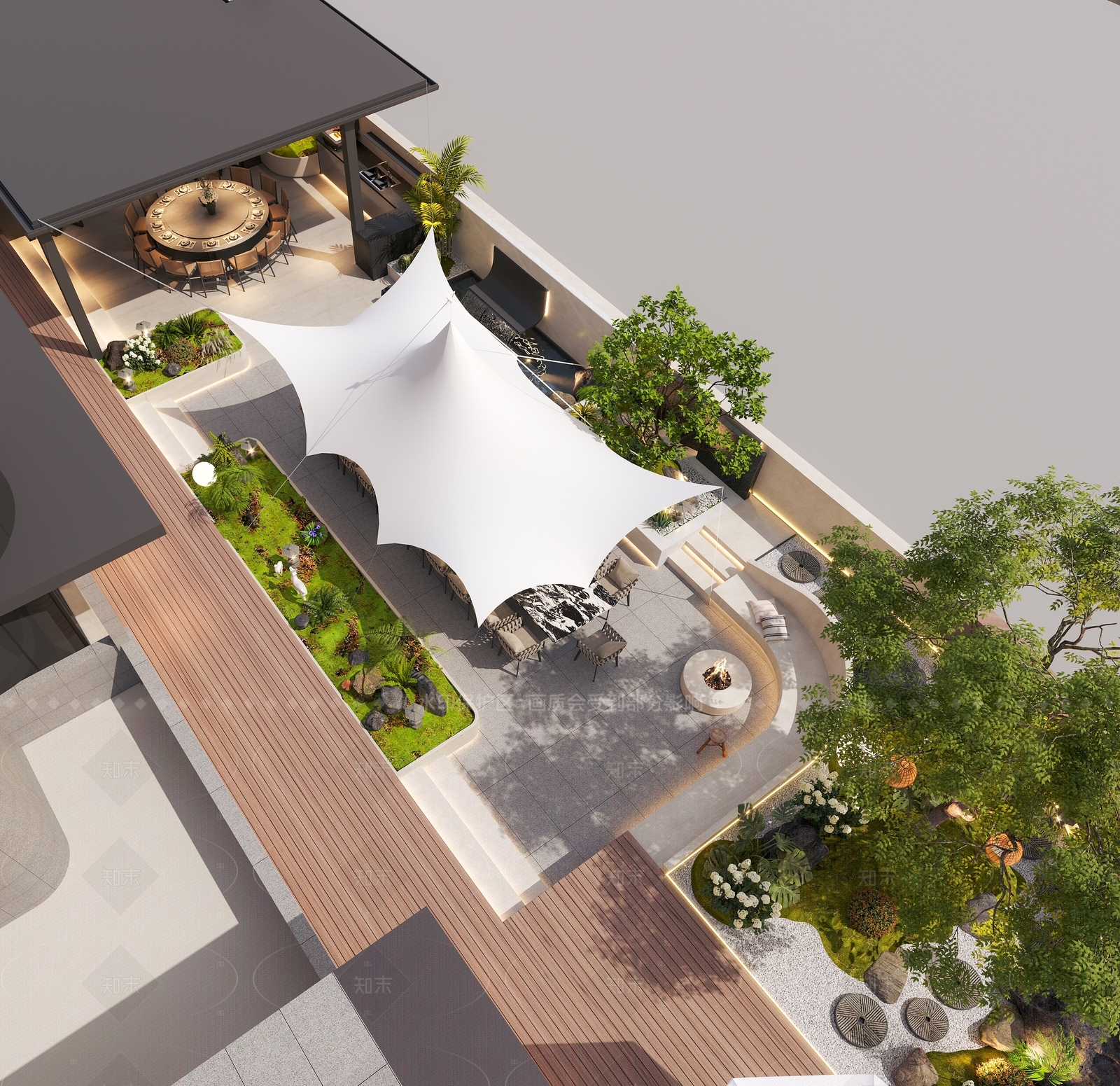 现代简约屋顶花园3D模型下载【ID:1208412112】