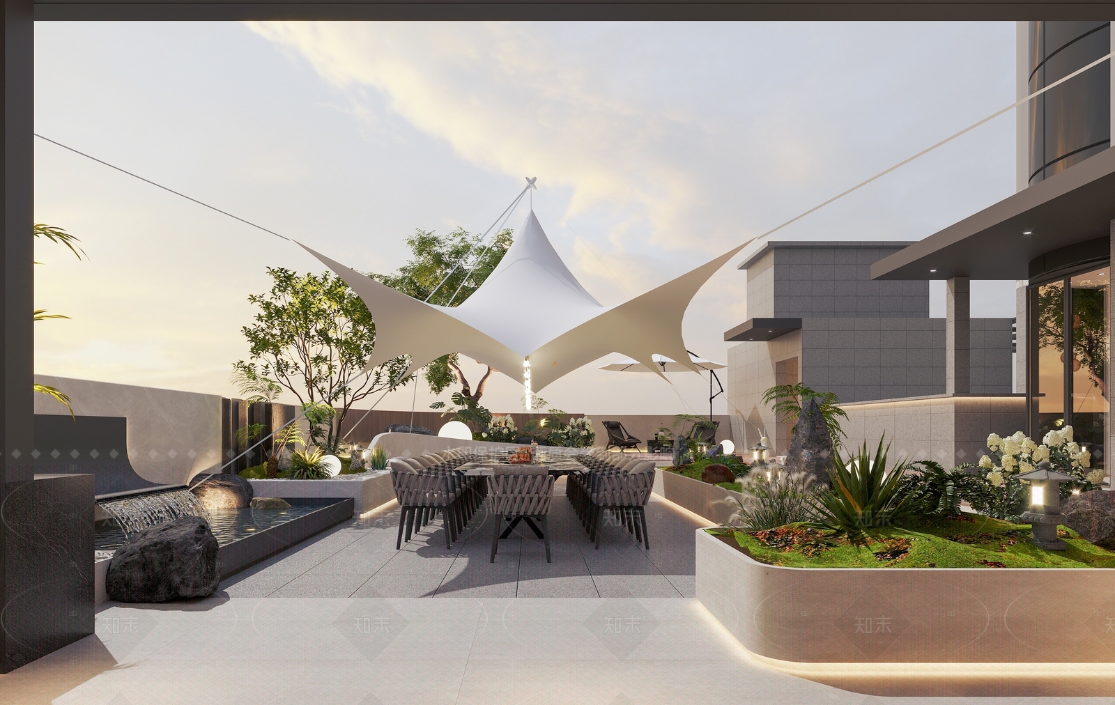 现代简约屋顶花园3D模型下载【ID:1208412112】
