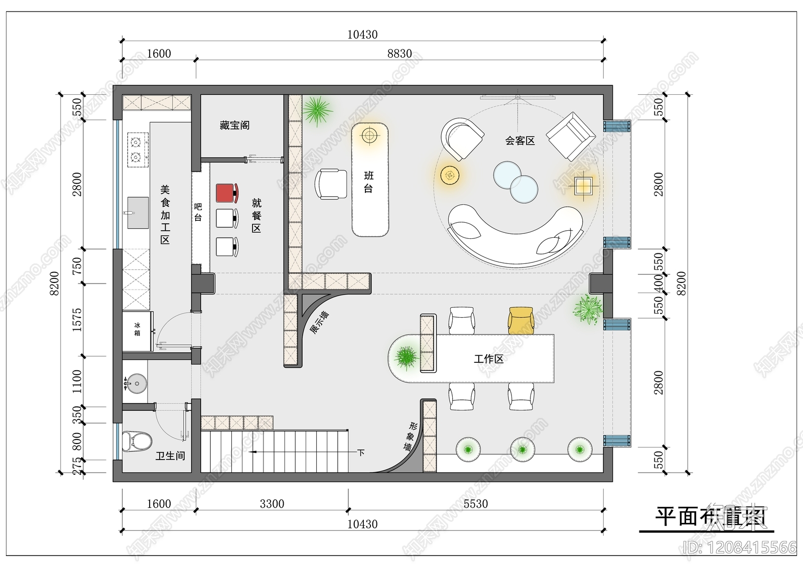 现代整体办公空间cad施工图下载【ID:1208415566】