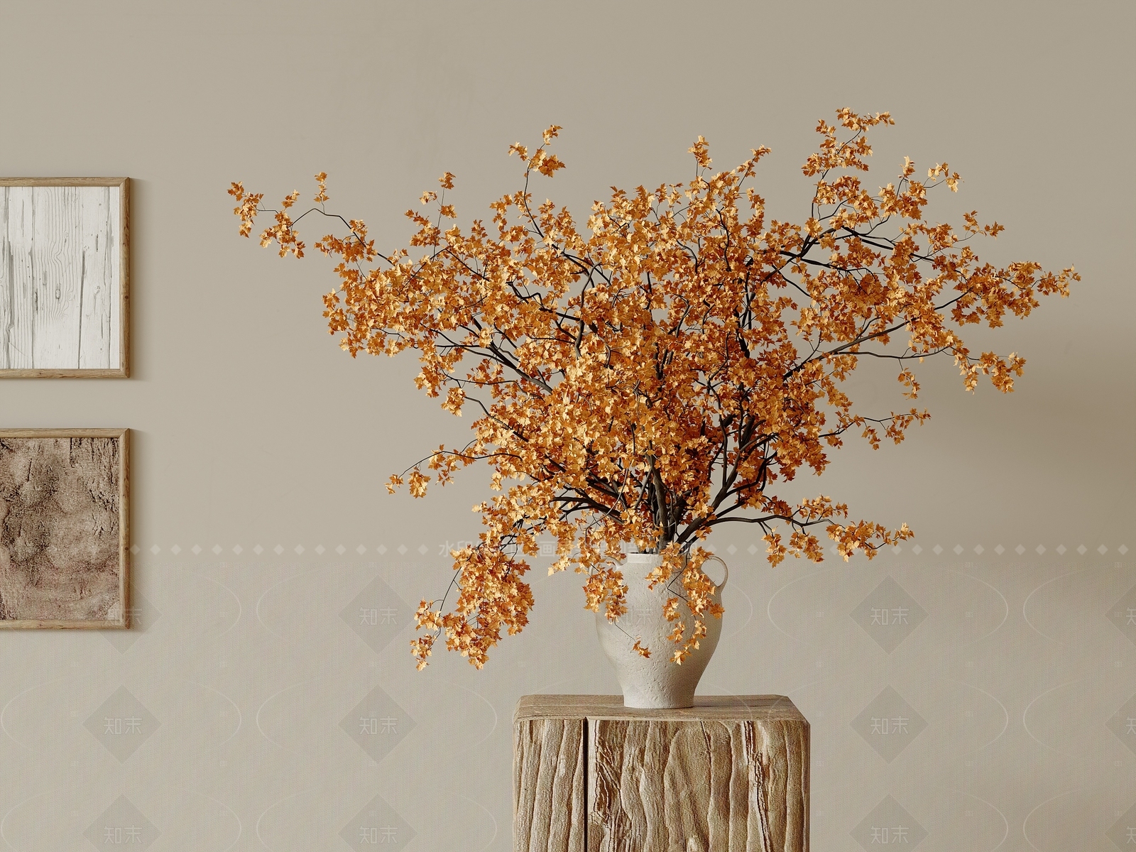 侘寂花艺3D模型下载【ID:1208419801】