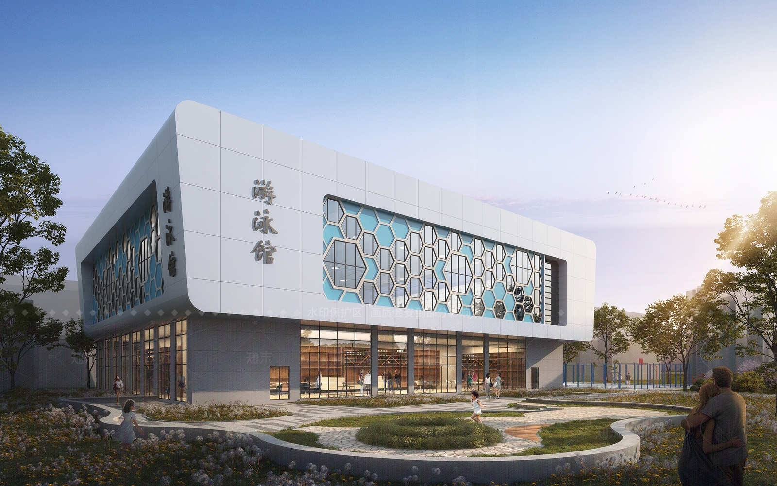 现代主义体育馆外观3D模型下载【ID:1208420455】