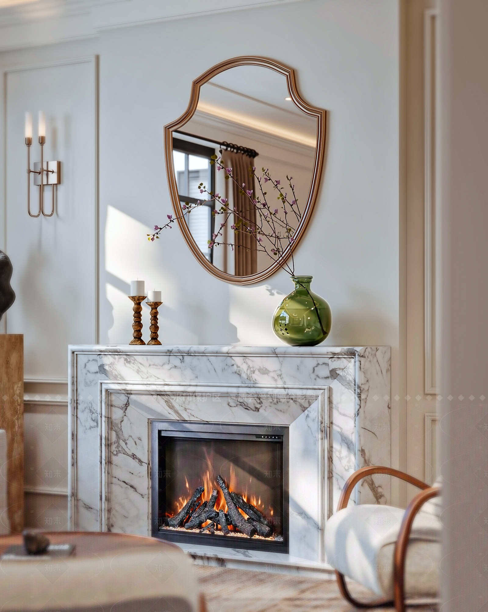 奶油风别墅客餐厅3D模型下载【ID:1208420771】