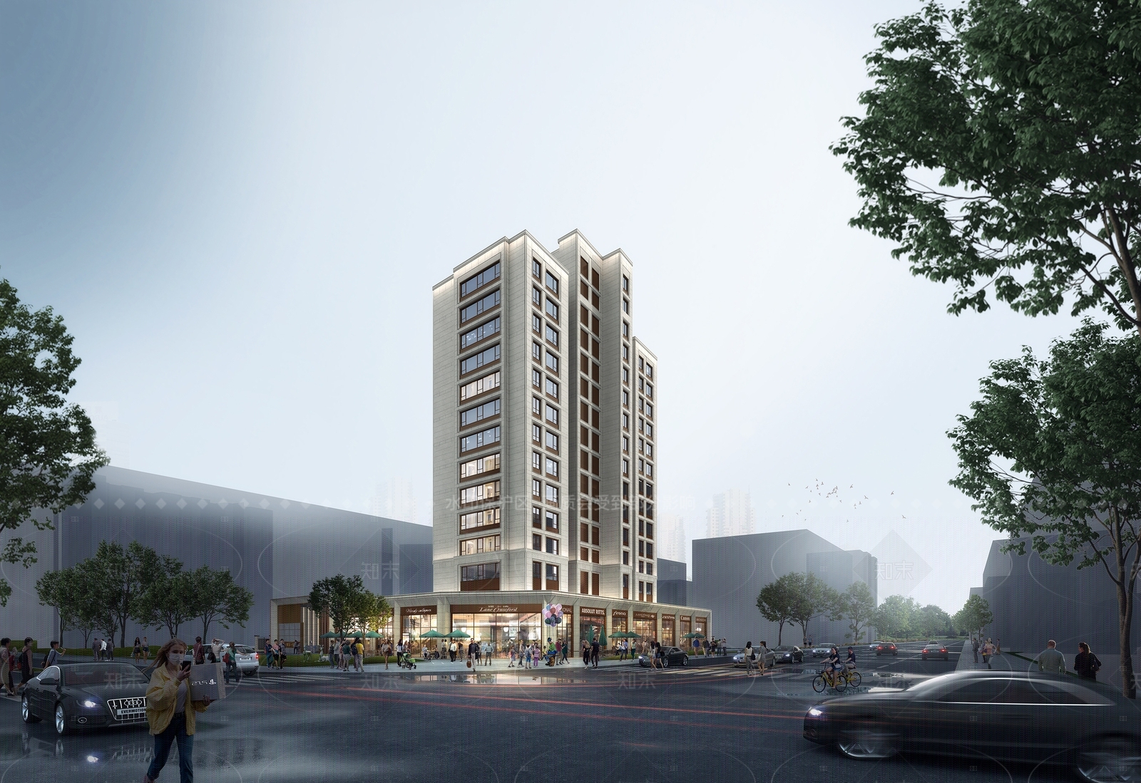 现代简约小高层住宅楼3D模型下载【ID:1208421091】