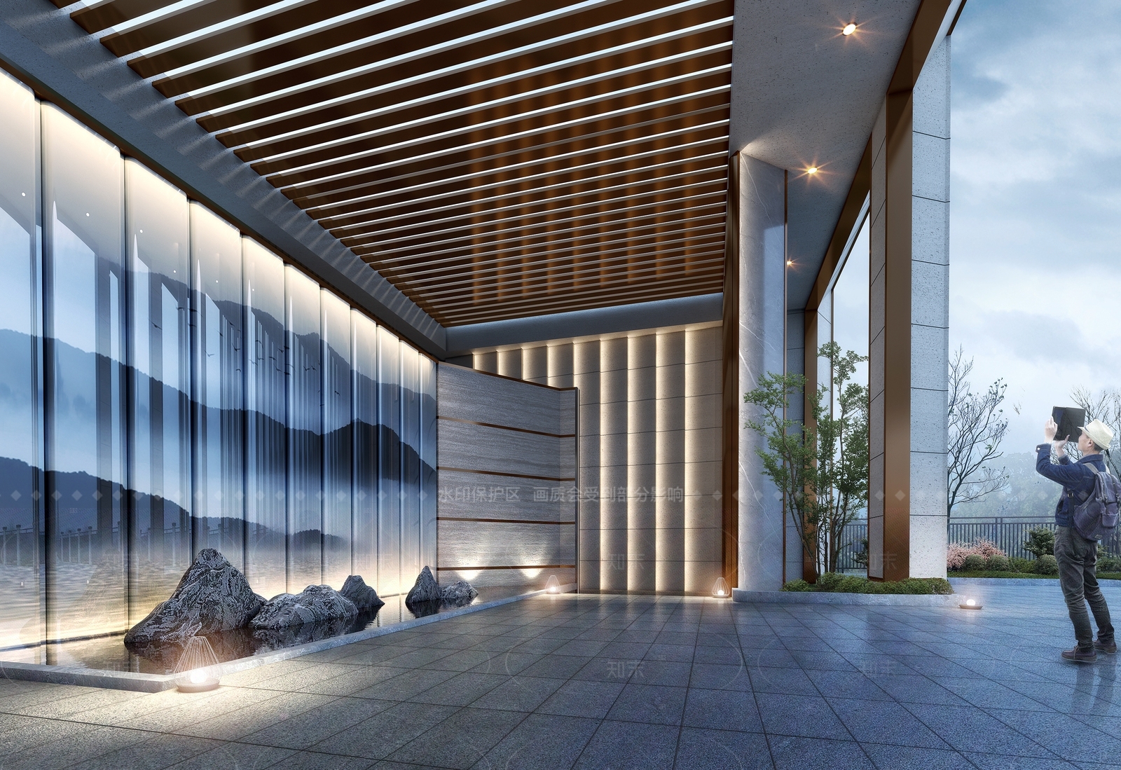 新中式售楼处外观3D模型下载【ID:1208421267】