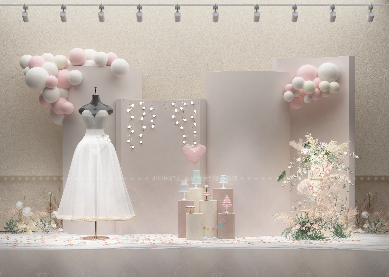 奶油风橱窗3D模型下载【ID:1208422808】