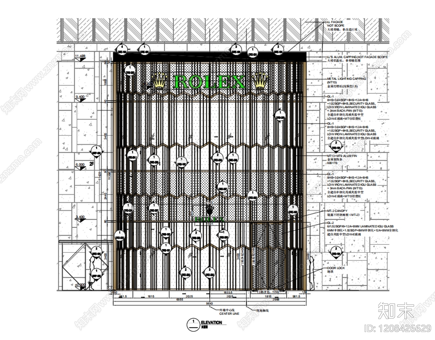 幕墙结构cad施工图下载【ID:1208426629】