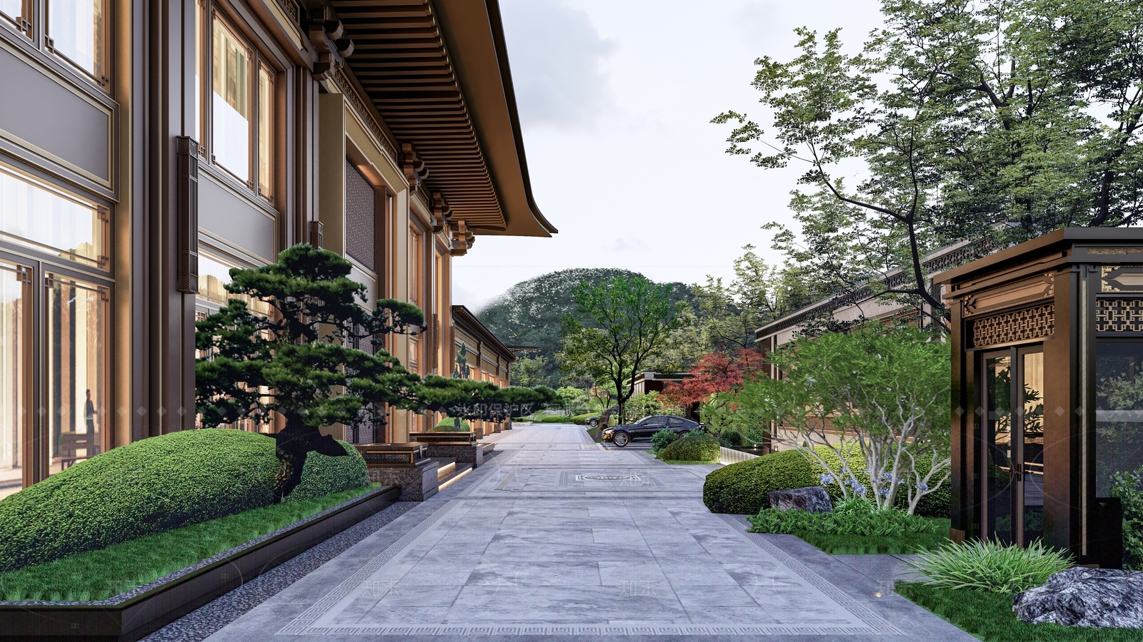 新中式小区景观SU模型下载【ID:1208429971】