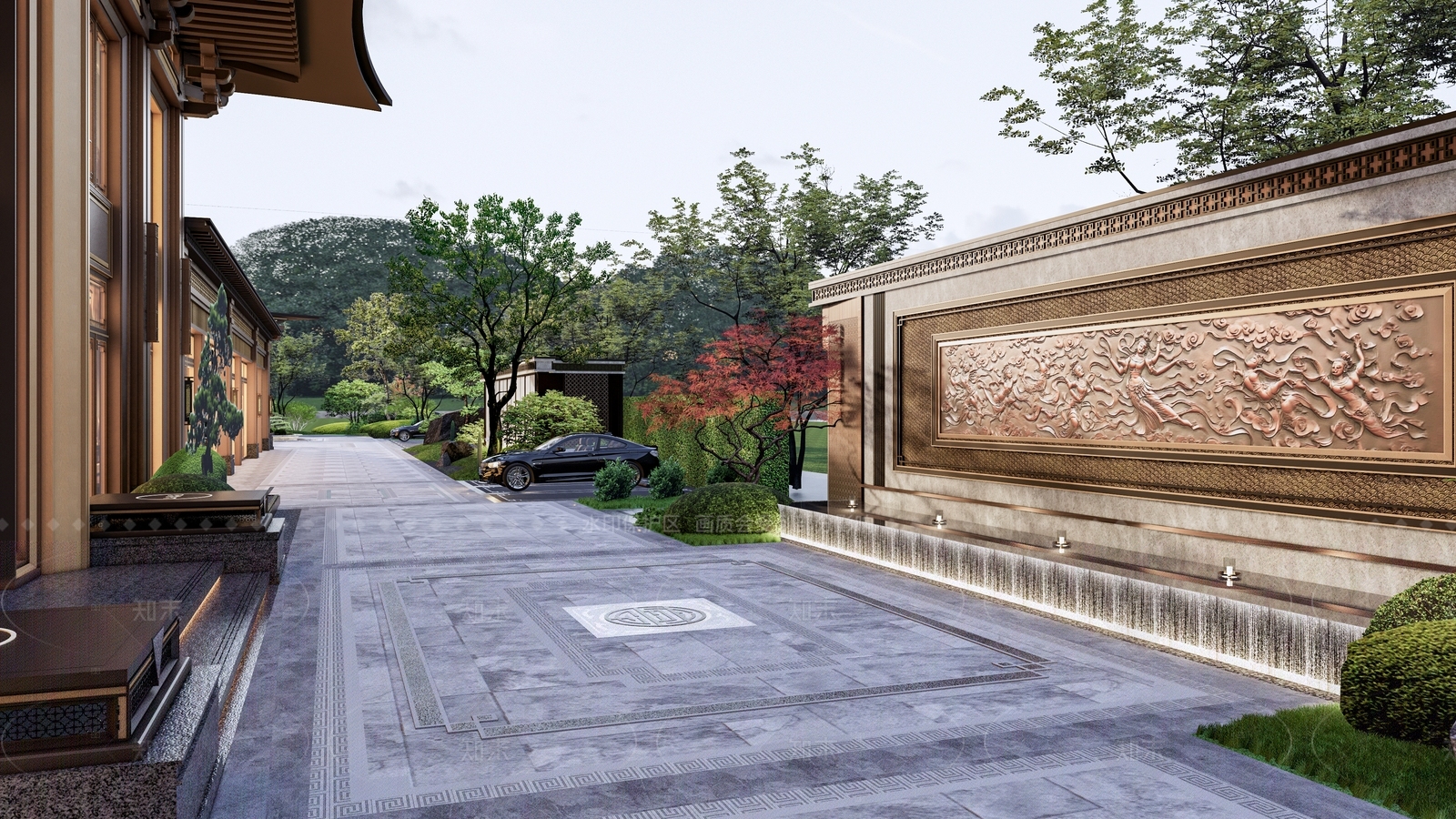 新中式小区景观SU模型下载【ID:1208429971】