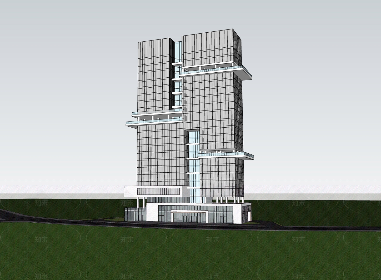 现代酒店建筑SU模型下载【ID:1208428551】