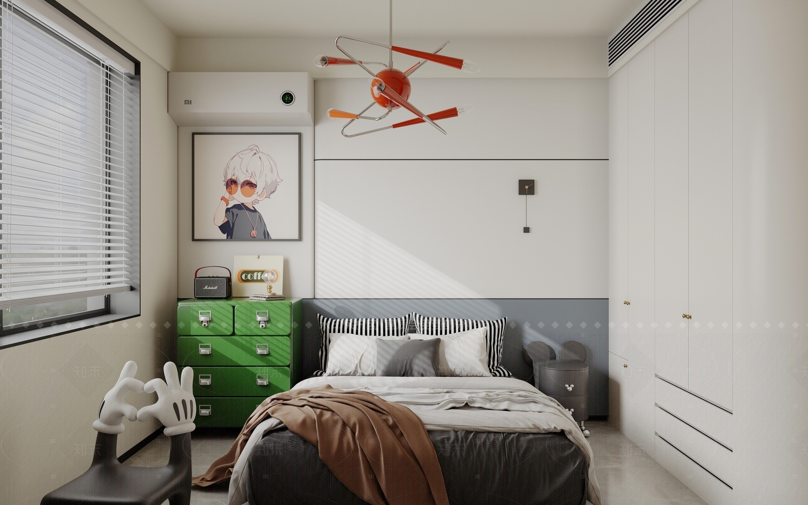 现代简约男孩房3D模型下载【ID:1208429564】
