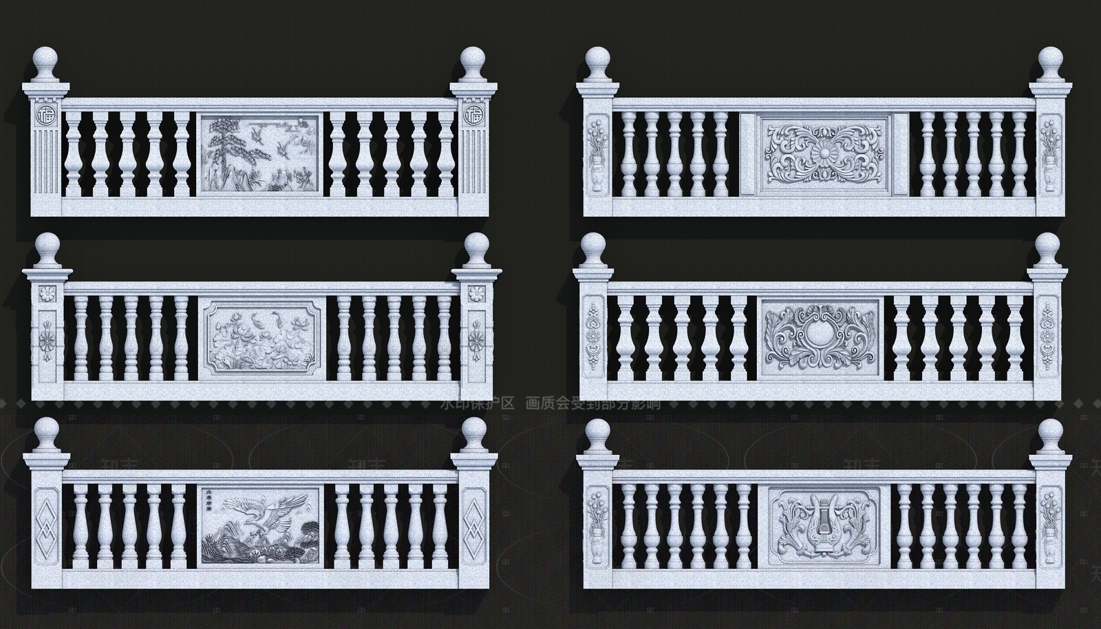 新中式栏杆3D模型下载【ID:1208430090】