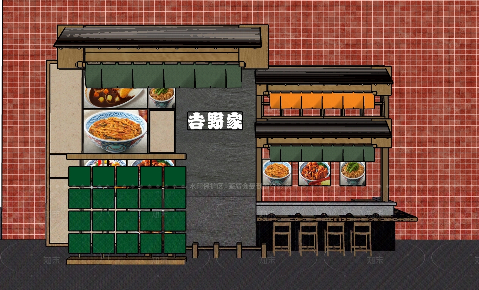 日式日料店SU模型下载【ID:1208430994】