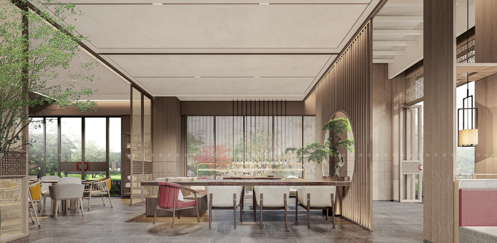 新中式中式其他酒店空间SU模型下载【ID:1208431223】