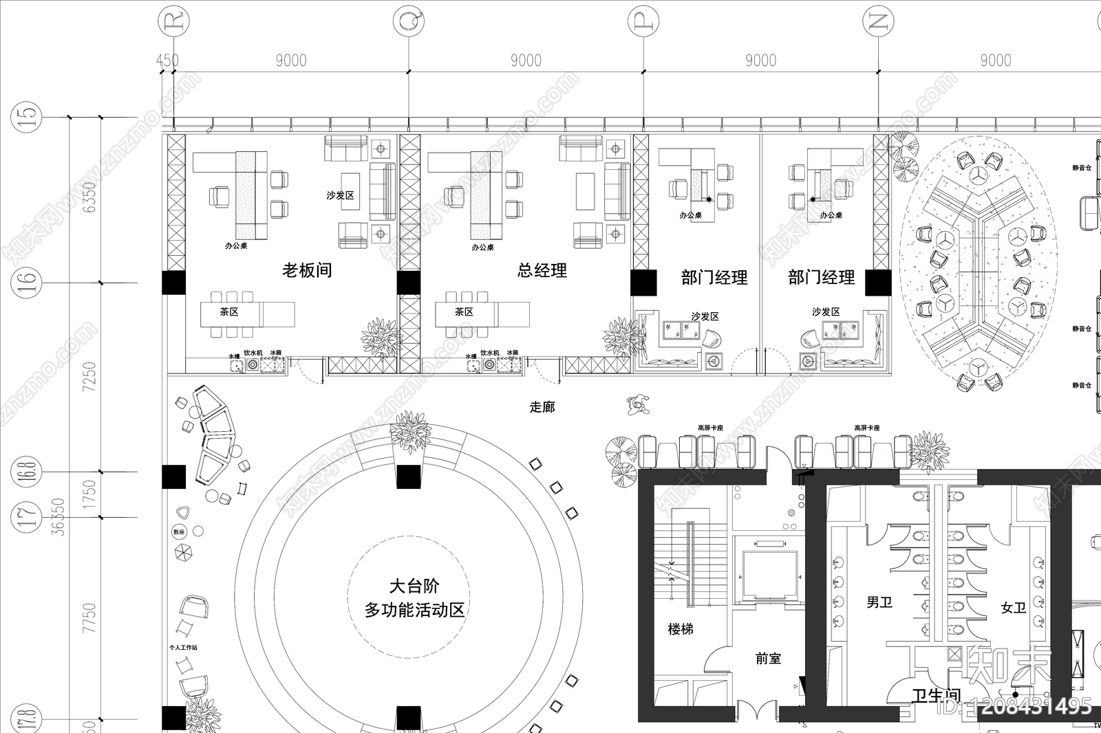 办公大堂cad施工图下载【ID:1208431495】