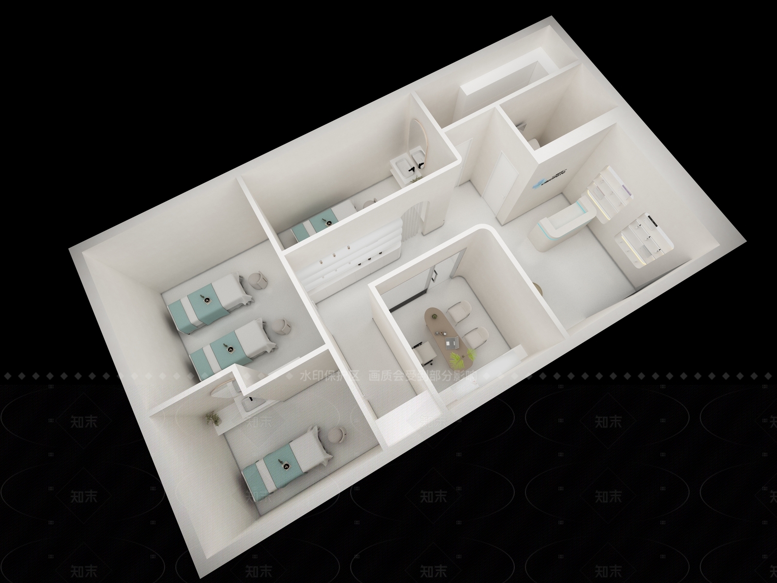 奶油风美容院3D模型下载【ID:1208434006】