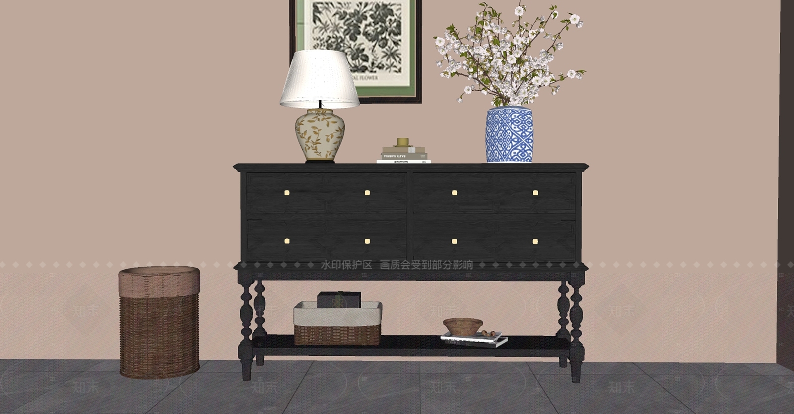 法式玄关柜SU模型下载【ID:1208454860】