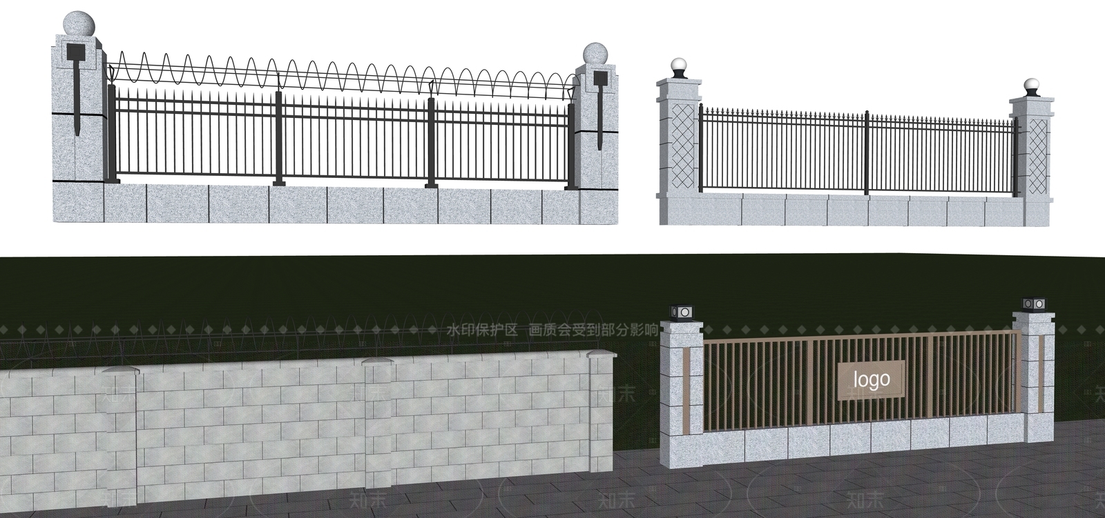 简约围栏护栏SU模型下载【ID:1208457247】