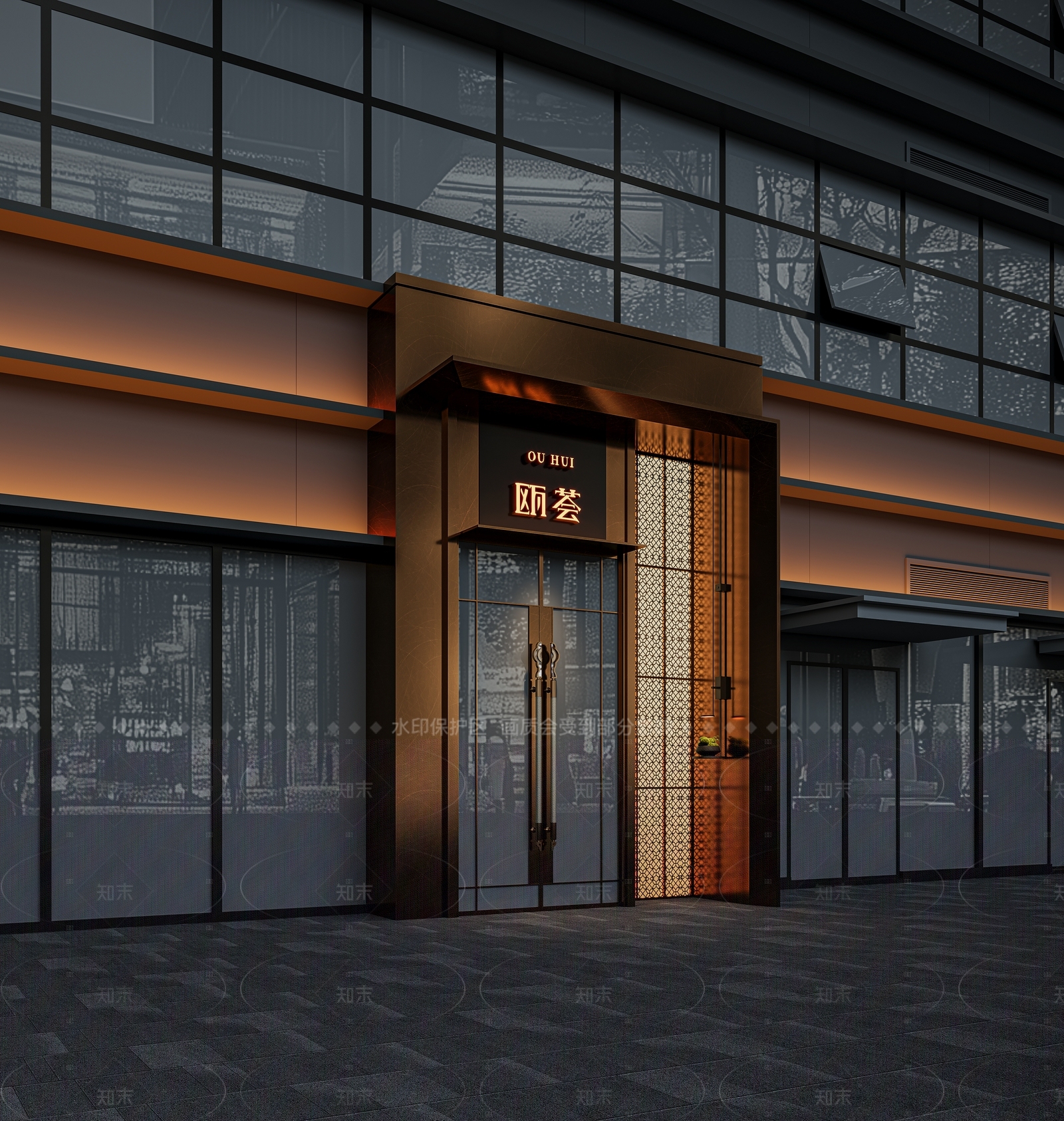 新中式餐饮建筑3D模型下载【ID:1208458853】