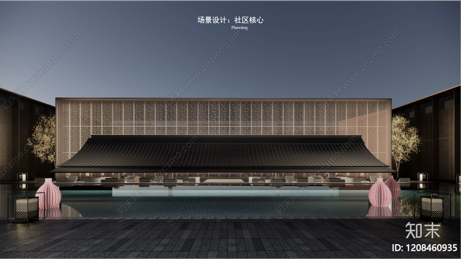 新中式现代小区建筑下载【ID:1208460935】