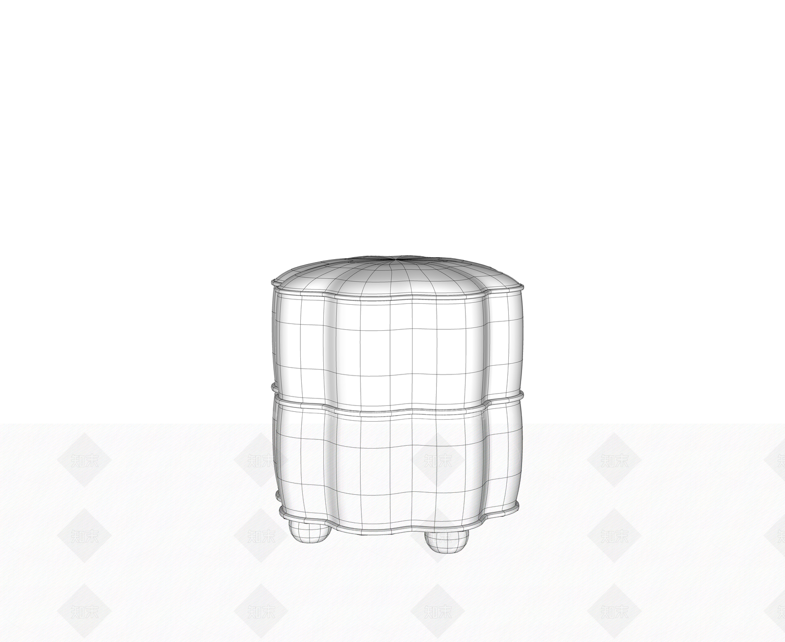 法式现代沙发凳SU模型下载【ID:1208464411】