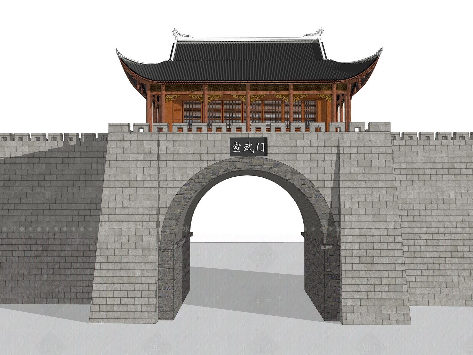 中式古建筑SU模型下载【ID:1208465215】