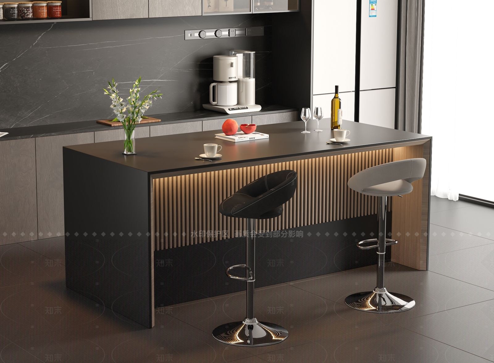 现代简约吧台3D模型下载【ID:1208466990】