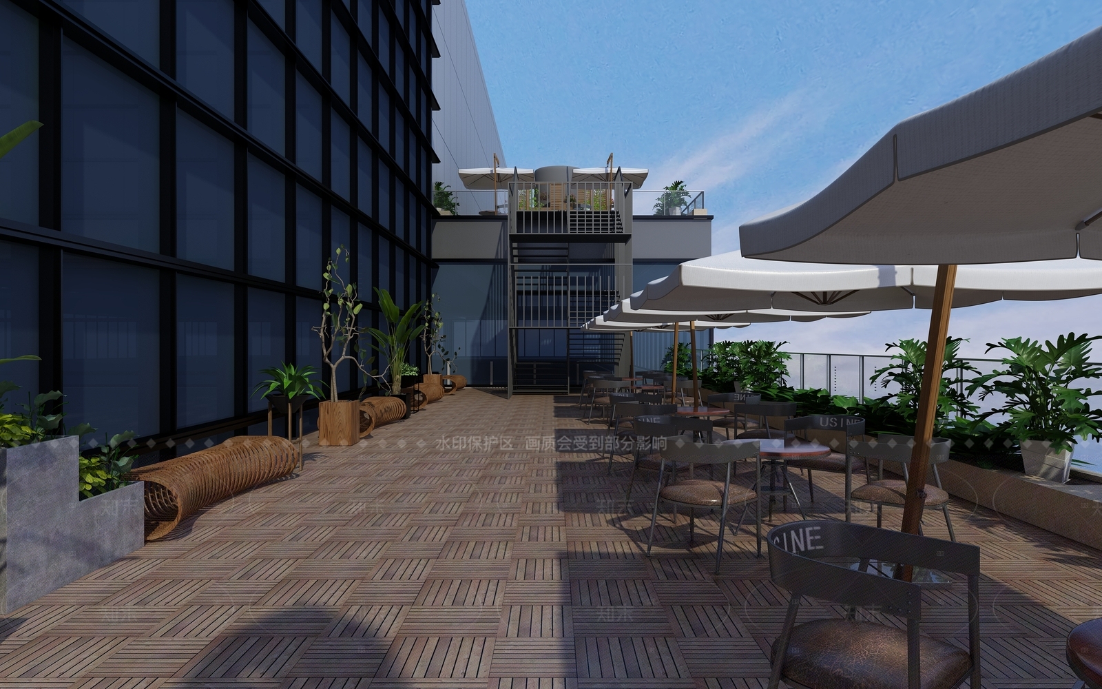 现代简约屋顶花园3D模型下载【ID:1208468159】