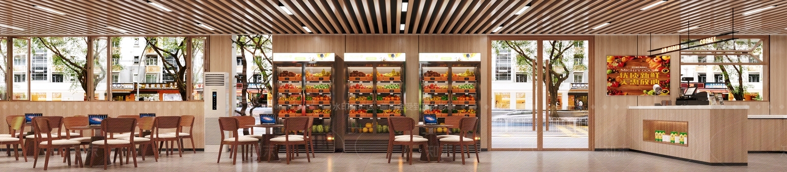 原木风水果店3D模型下载【ID:1208468381】