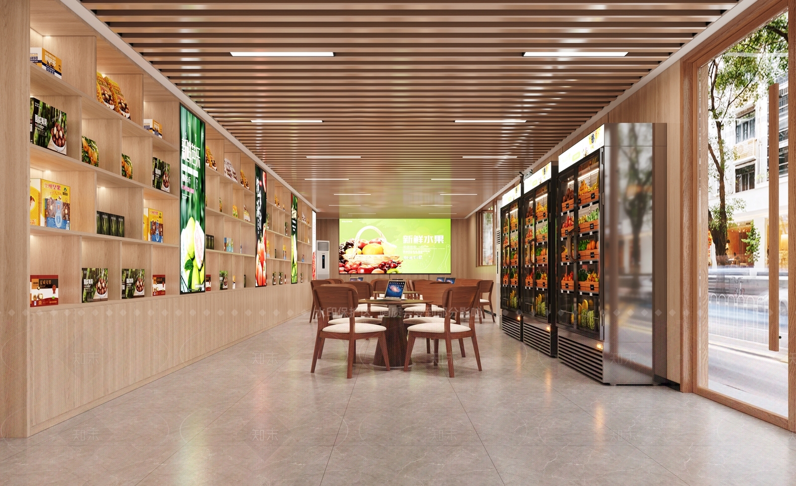 原木风水果店3D模型下载【ID:1208468381】