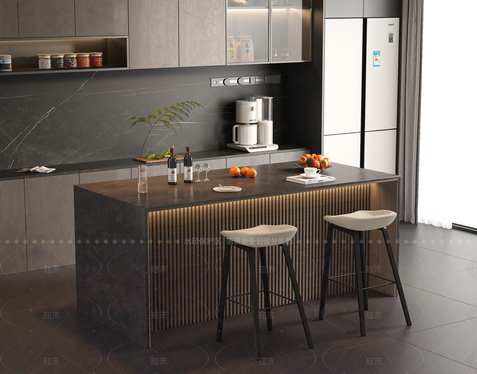 现代简约餐椅吧台3D模型下载【ID:1208468447】