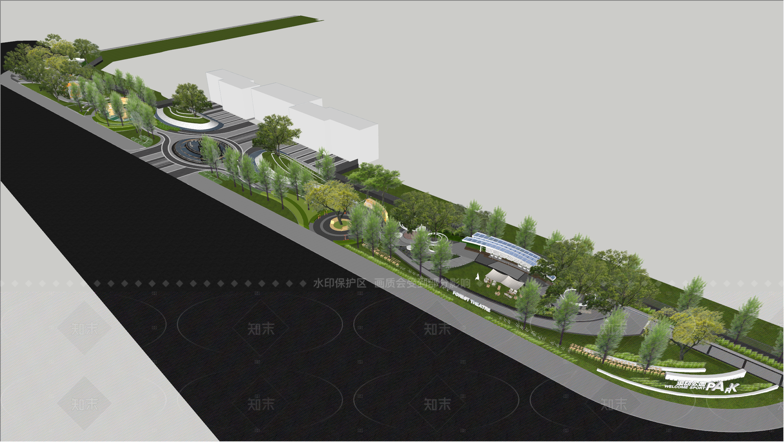 简约体育公园SU模型下载【ID:1208469243】
