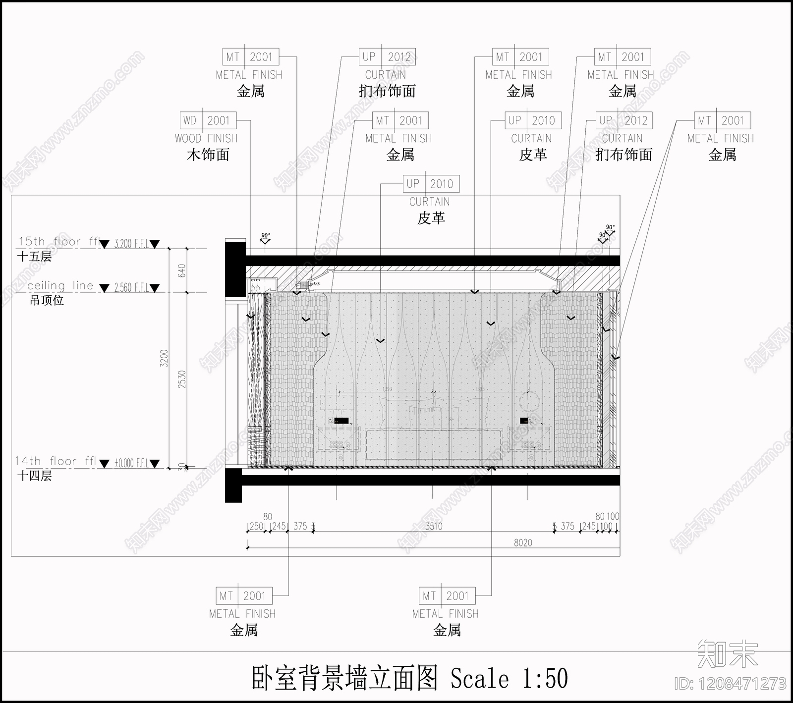 背景墙节点cad施工图下载【ID:1208471273】