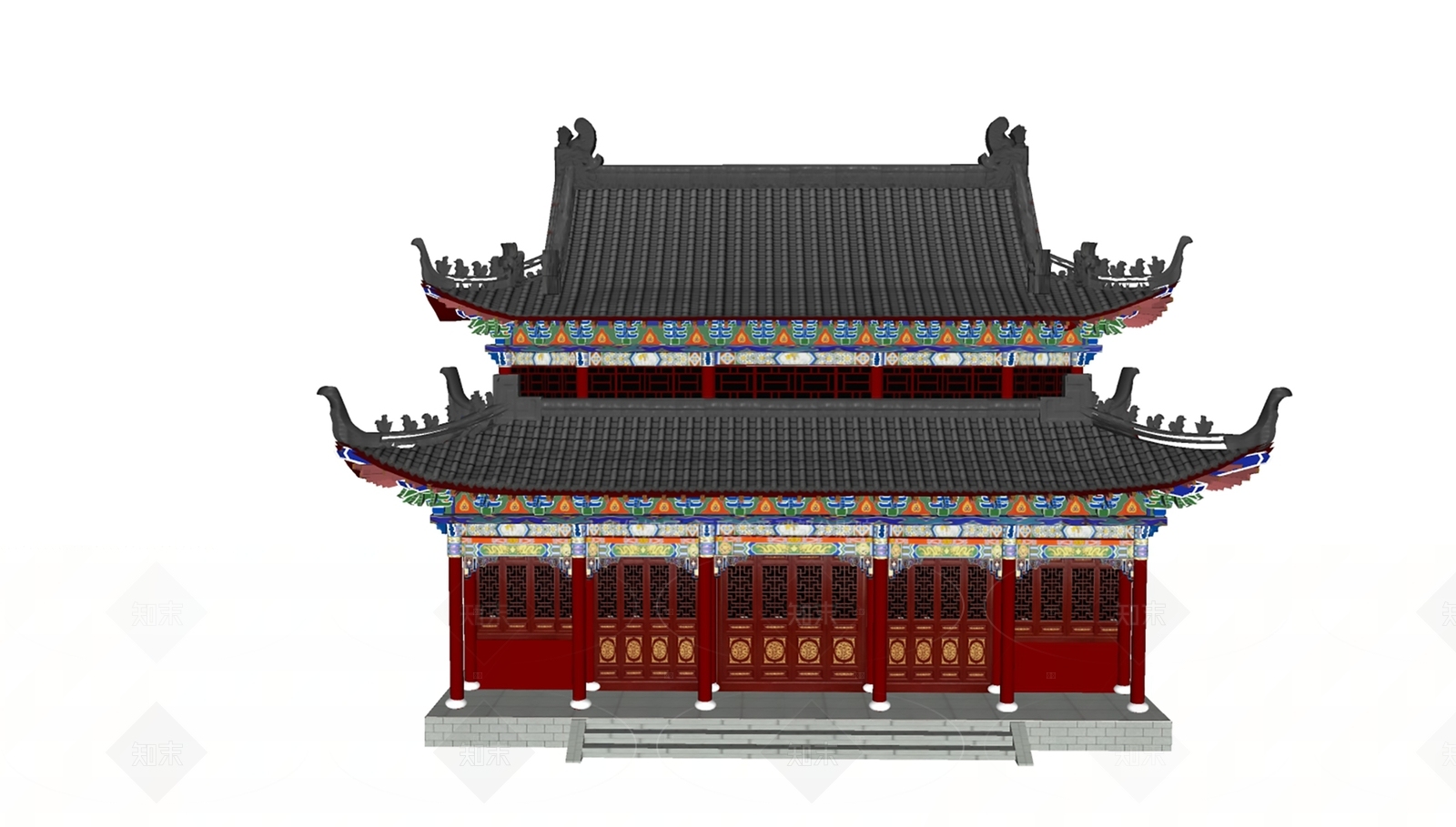 中式中古古建筑SU模型下载【ID:1208471848】