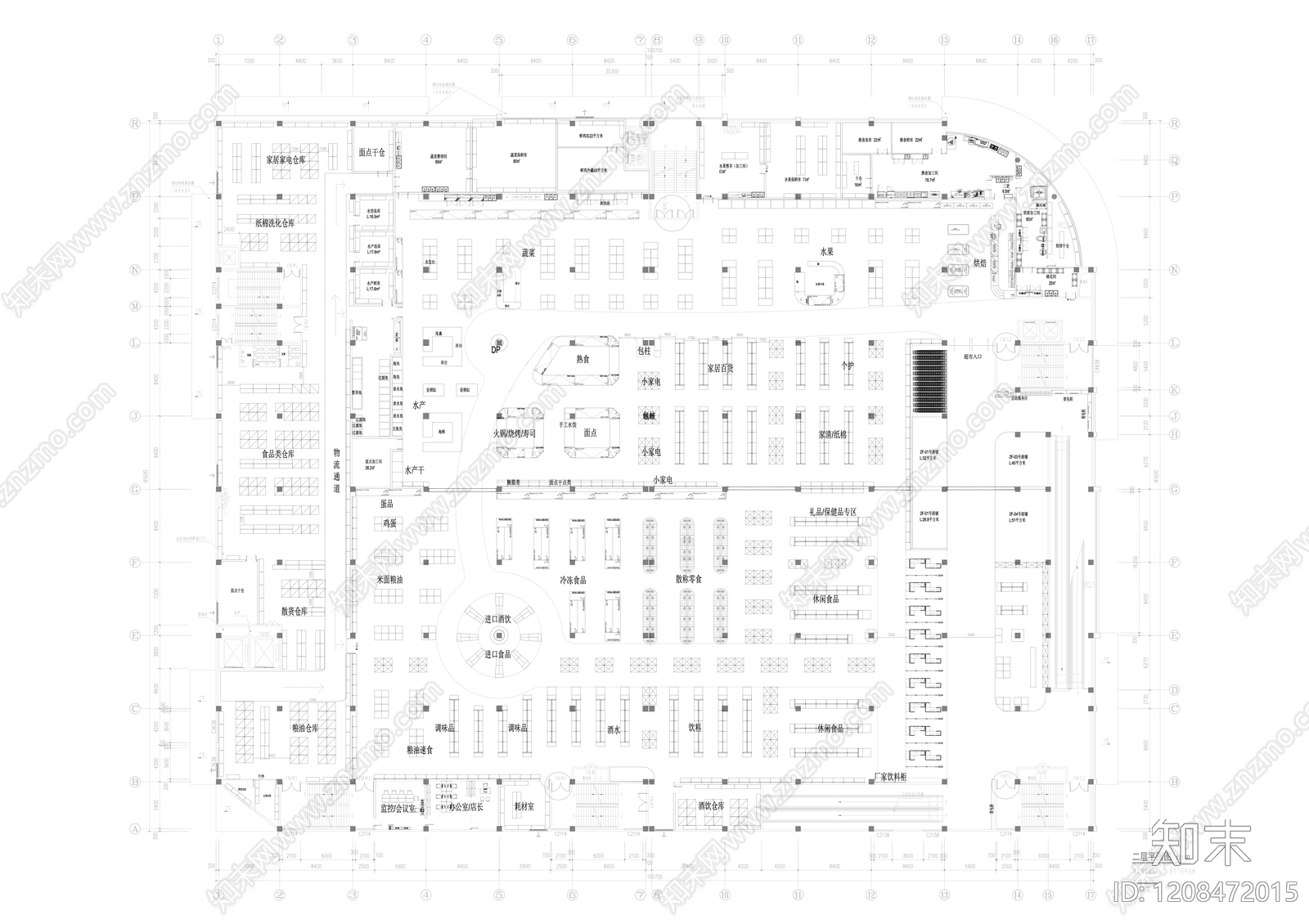 现代极简超市施工图下载【ID:1208472015】