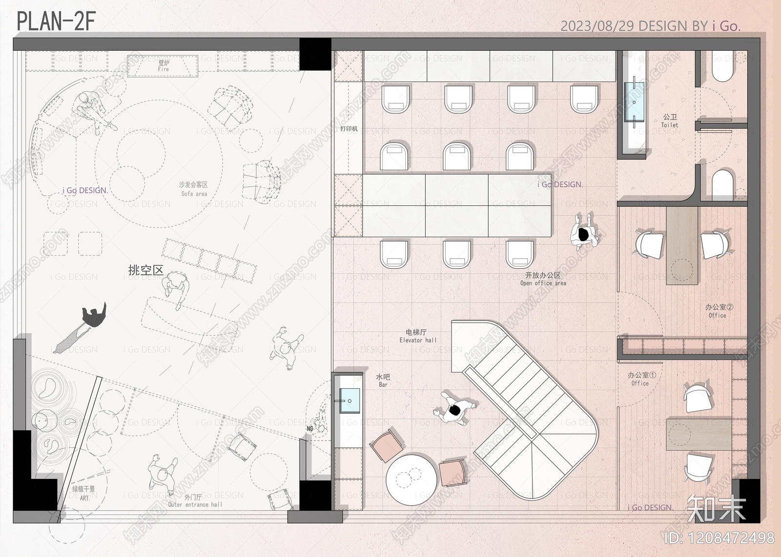 现代工作室cad施工图下载【ID:1208472498】