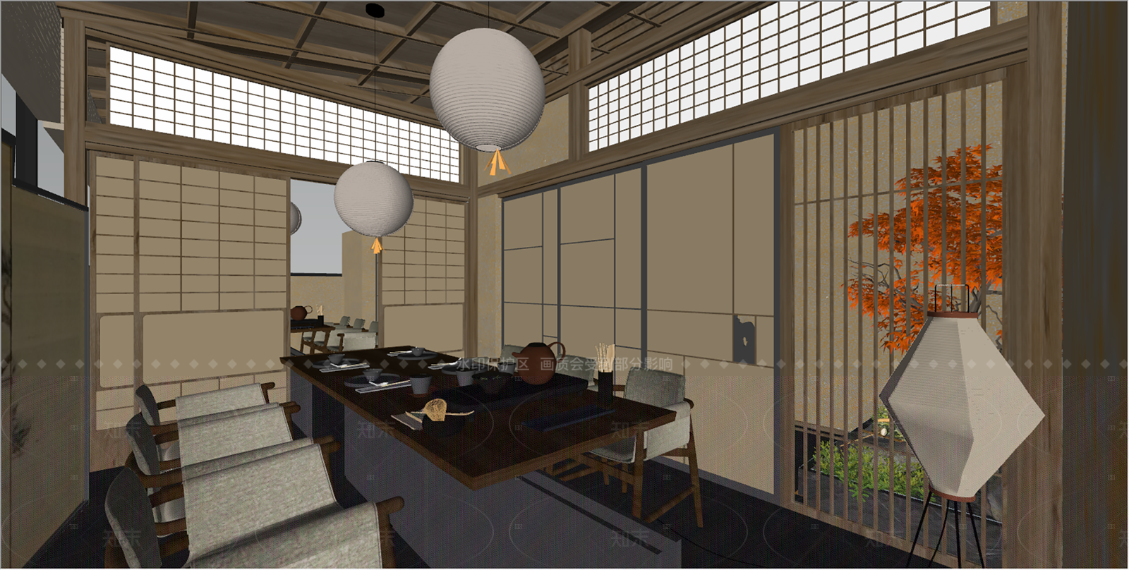 日式复古日料店SU模型下载【ID:1208475900】