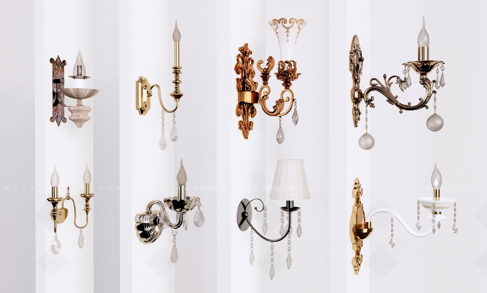 美式欧式壁灯SU模型下载【ID:1208476764】